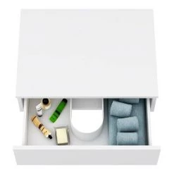 Arezzo Floating Basin Shelf with Drawer - Matt White - 600mm inc. Oval Basin -Arezzo Bathroom Furniture Shop AZCTWHT6B3 d2 460