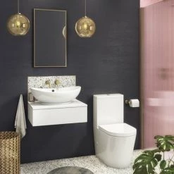 Arezzo Floating Basin Shelf with Drawer - Matt White - 600mm inc. Oval Basin -Arezzo Bathroom Furniture Shop AZCTWHT6B3 d6 460