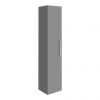 Arezzo Wall Hung Tall Storage Cabinet - Matt Grey - with Industrial Style Brushed Brass Handle