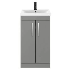 Arezzo 500 Matt Grey Floor Standing Vanity Unit with Chrome Handles -Arezzo Bathroom Furniture Shop AZG5FSVCH d3 460