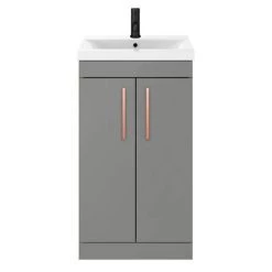 Arezzo 500 Matt Grey Floor Standing Vanity Unit with Rose Gold Handles -Arezzo Bathroom Furniture Shop AZG5FSVRG detail1 460