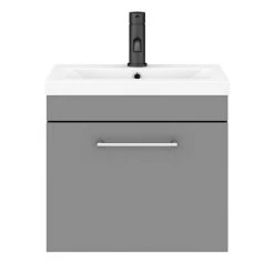 Arezzo 500 Matt Grey Wall Hung 1-Drawer Vanity Unit with Chrome Handle -Arezzo Bathroom Furniture Shop AZG5WHVCH d5 460