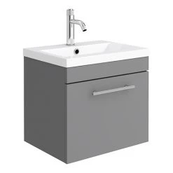 Arezzo Industrial Style 500 Matt Grey Wall Hung Vanity Unit with Chrome Handle