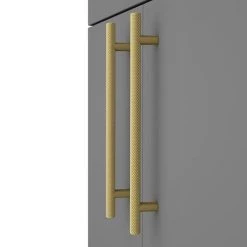 Arezzo Floor Standing Vanity Unit - Matt Grey - 600mm with Industrial Style Brushed Brass Handles -Arezzo Bathroom Furniture Shop AZG6FSVBBIS D2 460