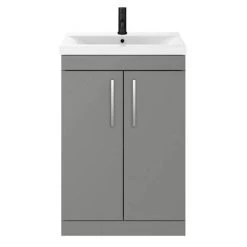 Arezzo 600 Matt Grey Floor Standing Vanity Unit with Chrome Handles -Arezzo Bathroom Furniture Shop AZG6FSVCH d3 460