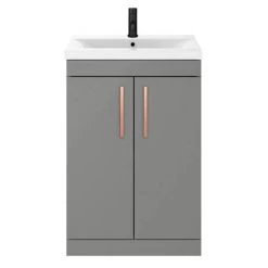 Arezzo 600 Matt Grey Floor Standing Vanity Unit with Rose Gold Handles 8 Arezzo 600 Matt Grey Floor Standing Vanity Unit with Rose Gold Handles -Arezzo Bathroom Furniture Shop AZG6FSVRG d2 460