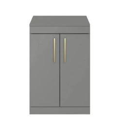 Arezzo Floor Standing Countertop Vanity Unit - Matt Grey - 600mm with Brushed Brass Handles 7 Arezzo Floor Standing Countertop Vanity Unit - Matt Grey - 600mm with Brushed Brass Handles -Arezzo Bathroom Furniture Shop AZG6FSWBB d2 460