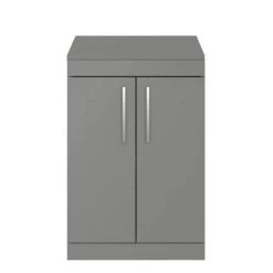 Arezzo Floor Standing Countertop Vanity Unit - Matt Grey - 600mm with Chrome Handles -Arezzo Bathroom Furniture Shop AZG6FSWCH d3 460