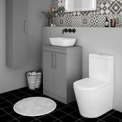 Arezzo Floor Standing Countertop Vanity Unit - Matt Grey - 600mm with Chrome Handles -Arezzo Bathroom Furniture Shop AZG6FSWCH d4 460