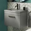 Arezzo 600 Matt Grey Wall Hung Vanity Unit with Matt Grey Basin + Black Handle