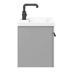 Arezzo Wall Hung Vanity Unit - Matt Grey - 600mm with Industrial Style Black Handle -Arezzo Bathroom Furniture Shop AZG6WHVBKIS d5 460