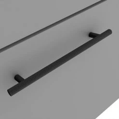 Arezzo Wall Hung Vanity Unit - Matt Grey - 600mm with Industrial Style Black Handle -Arezzo Bathroom Furniture Shop AZG6WHVBKIS d2 460