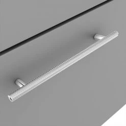 Arezzo Wall Hung Vanity Unit - Matt Grey - 600mm with Industrial Style Chrome Handle -Arezzo Bathroom Furniture Shop AZG6WHVCHIS d2 460