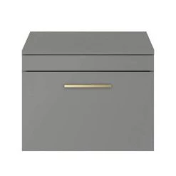 Arezzo Wall Hung Countertop Vanity Unit - Matt Grey - 600mm with Brushed Brass Handle -Arezzo Bathroom Furniture Shop AZG6WHWBB D2 460