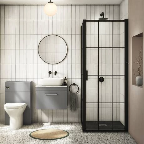 Arezzo Wall Hung Countertop Vanity Unit - Matt Grey - 600mm with Bellato Grey Worktop & Chrome Handle 5 Arezzo Wall Hung Countertop Vanity Unit - Matt Grey - 600mm with Bellato Grey Worktop & Chrome Handle - Image 5