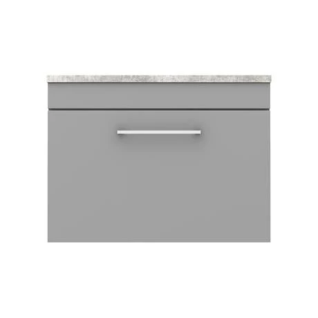 Arezzo Wall Hung Countertop Vanity Unit - Matt Grey - 600mm with Bellato Grey Worktop & Chrome Handle 6 Arezzo Wall Hung Countertop Vanity Unit - Matt Grey - 600mm with Bellato Grey Worktop & Chrome Handle - Image 6