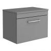 Arezzo Wall Hung Countertop Vanity Unit - Matt Grey - 600mm with Chrome Handle