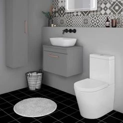 Arezzo Wall Hung Countertop Vanity Unit - Matt Grey - 600mm with Rose Gold Handle -Arezzo Bathroom Furniture Shop AZG6WHWRG d3 460