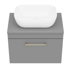 Arezzo Wall Hung Countertop Basin Unit - Grey with Brushed Brass Handle - 600mm inc. Basin 10 Arezzo Wall Hung Countertop Basin Unit - Grey with Brushed Brass Handle - 600mm inc. Basin -Arezzo Bathroom Furniture Shop AZGWHBB465 n d4 460