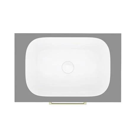 Arezzo Wall Hung Countertop Basin Unit - Grey with Brushed Brass Handle - 600mm inc. Basin 6 Arezzo Wall Hung Countertop Basin Unit - Grey with Brushed Brass Handle - 600mm inc. Basin - Image 6