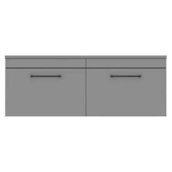 Arezzo Matt Grey Wall Hung Double Countertop Vanity Unit (1200mm w. Matt Black Handles) -Arezzo Bathroom Furniture Shop AZGWHMB12 detail1 460
