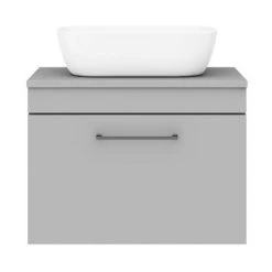 Arezzo Wall Hung Countertop Basin Unit - Grey with Black Handle - 600mm inc. Basin -Arezzo Bathroom Furniture Shop AZGWHMB465 d4 460
