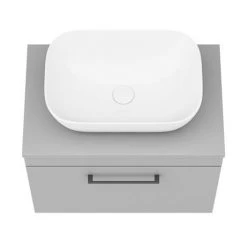 Arezzo Wall Hung Countertop Basin Unit - Grey with Black Handle - 600mm inc. Basin -Arezzo Bathroom Furniture Shop AZGWHMB465 d5 460