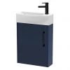 Arezzo Matt Blue 450mm 1TH Wall Hung Cloakroom Vanity Unit with Matt Black Handle