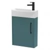 Arezzo Matt Teal Green 450mm 1TH Wall Hung Cloakroom Vanity Unit with Matt Black Handle