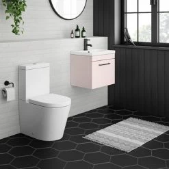 Arezzo Wall Hung Vanity Unit - Matt Pink - 500mm with Matt Black Handle -Arezzo Bathroom Furniture Shop AZP5WHVBK d3 460