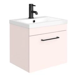 Arezzo Wall Hung Vanity Unit - Matt Pink - 500mm with Matt Black Handle