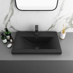 Arezzo Wall Hung Vanity Unit - Matt Pink - 600mm Black Basin -Arezzo Bathroom Furniture Shop AZP6WHVBKB d3 460
