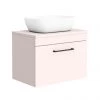 Arezzo Wall Hung Countertop Basin Unit - Pink with Matt Black Handle - 600mm inc. White Basin