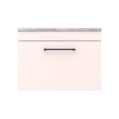 Arezzo Wall Hung Countertop Vanity Unit - Matt Pink - 600mm with Grey Worktop & Matt Black Handle -Arezzo Bathroom Furniture Shop AZP6WHWMBG d5 460