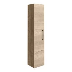 Arezzo Rustic Oak Wall Hung Tall Storage Cabinet with Matt Black Handle