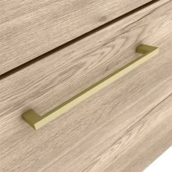 Arezzo Wall Hung Vanity Unit - Rustic Oak - 500mm with Brushed Brass Handle -Arezzo Bathroom Furniture Shop AZRO5WHVBB d3 460