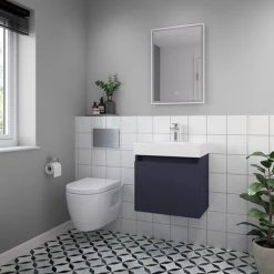 Arezzo Slim Wall Hung Vanity Unit - Matt Blue - 500 x 300mm -Arezzo Bathroom Furniture Shop AZS5BLU d2 460
