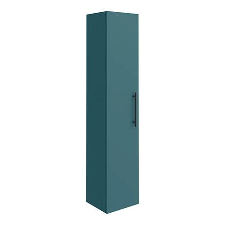 Arezzo Wall Hung Tall Storage Cabinet - Matt Teal Green - with Industrial Style Matt Black Handle 1 Arezzo Wall Hung Tall Storage Cabinet - Matt Teal Green - with Industrial Style Matt Black Handle