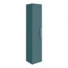 Arezzo Wall Hung Tall Storage Cabinet - Matt Teal Green - with Industrial Style Chrome Handle
