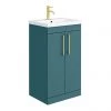 Arezzo 500 Matt Green Floor Standing Vanity Unit with Brushed Brass Handles