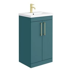 Arezzo 500 Matt Green Floor Standing Vanity Unit with Brushed Brass Handles