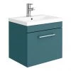 Arezzo Wall Hung Vanity Unit - Matt Green - 500mm 1-Drawer with Chrome Handle