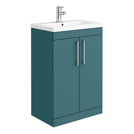 Arezzo 600 Matt Green Floor Standing Vanity Unit with Chrome Handles 1 Arezzo 600 Matt Green Floor Standing Vanity Unit with Chrome Handles