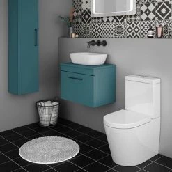 Arezzo Wall Hung Countertop Vanity Unit - Matt Green - 600mm with Matt Black Handle -Arezzo Bathroom Furniture Shop AZTG6WHWBK d2 460