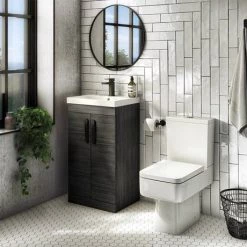 Brooklyn Black Vanity Unit - 500mm Wide with Matt Black Handles 5 Brooklyn Black Vanity Unit - 500mm Wide with Matt Black Handles -Arezzo Bathroom Furniture Shop BFS5BLK MB n d3 460