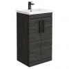 Brooklyn Black Vanity Unit - 500mm Wide with Matt Black Handles
