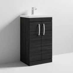 Brooklyn 500 Black Floor Standing Vanity Unit with Thin-Edge Basin -Arezzo Bathroom Furniture Shop BFS5BLKTE d3 460
