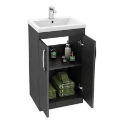 Brooklyn 500mm Black Vanity Unit - Floor Standing 2 Door Unit -Arezzo Bathroom Furniture Shop BFS5BLK d1 460