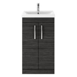 Brooklyn 500mm Black Vanity Unit - Floor Standing 2 Door Unit -Arezzo Bathroom Furniture Shop BFS5BLK d4 460