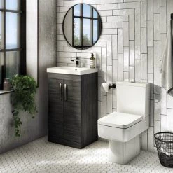 Brooklyn 500mm Black Vanity Unit - Floor Standing 2 Door Unit -Arezzo Bathroom Furniture Shop BFS5BLK d5 460